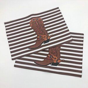 Cowboy Boot and Stripes Printed Placemats 13x19 inches Set 2